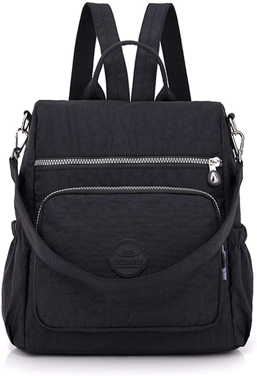 Price:$16.88    JOSEKO Women Casual Nylon Ladies Backpack Multi-Function Anti-Theft Waterproof Shoulder Bag Black 12.20''x 5.91''x 11.81''(LxWxH)  Clothing
