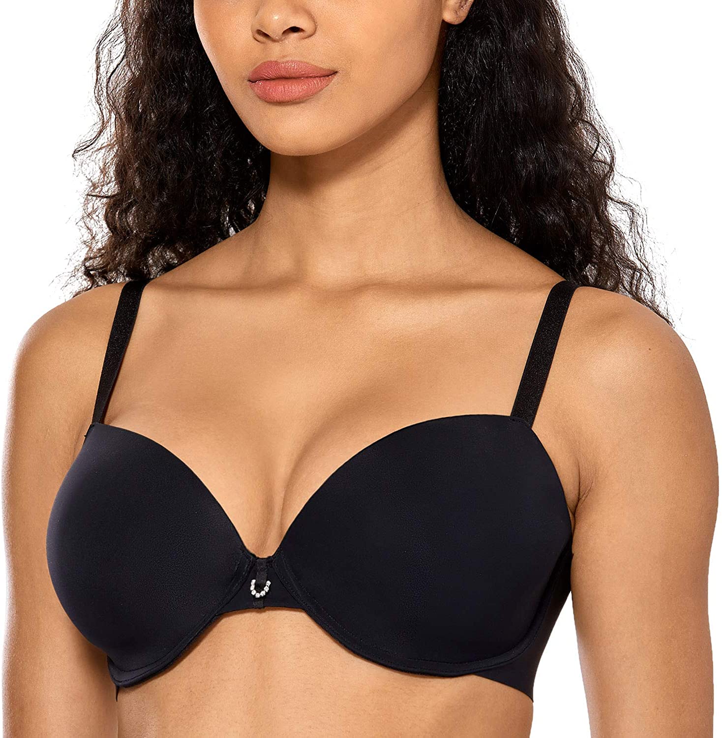 Price:$17.95 DOBREVA Women's T-Shirt Bra Demi Cup Comfort Plunge Lightly Lined Underwire at Amazon Women’s Clothing store