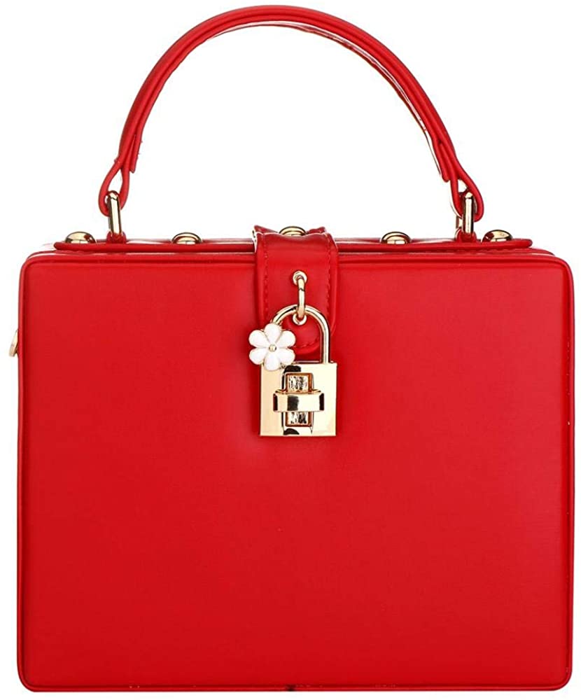 Price:$29.99    Box Bag Crossbody Bag for Women Top Handle Tote Shoulder Satchel Bag Handbags Clutch Purses (Red)  Clothing