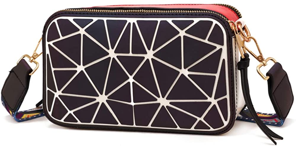 Price:$25.99 YDKW Geometric Fashion Shoulder Bag for Women Luminous Purse Messenger Crossbody Bag Ladies handbags (redwhite)  Handbags   