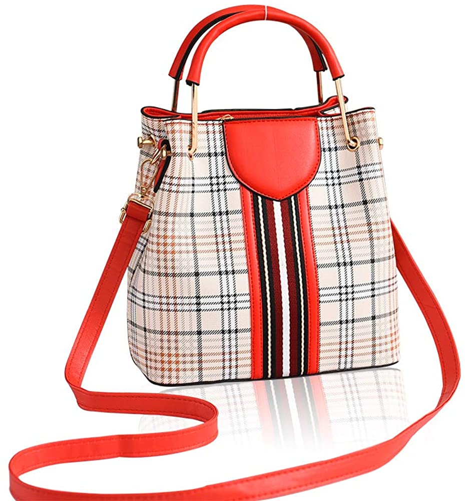 Price:$19.99    MICKORS Small Crossbody Bags Purses and Shoulder Handbags for Women PU Leather Top Handle Satchel Ladies Tote Bags with Vertical Stripes  Clothing