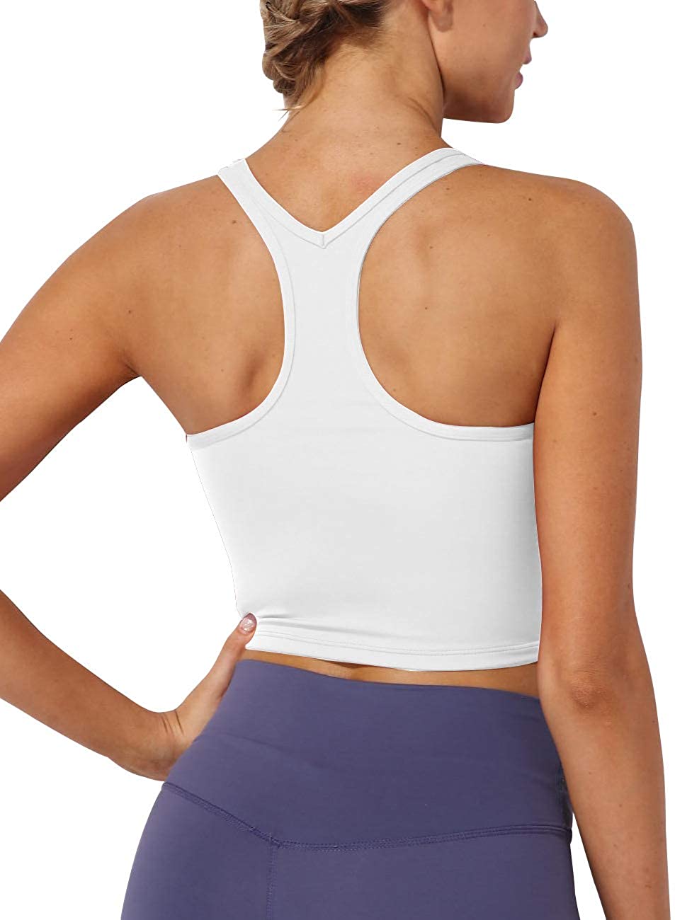 Price:$19.99 Women Sports Bra Workout Crop Top Yoga Running Padded Tank Fitness Gym Longline Cami Racerback at Amazon Women’s Clothing store
