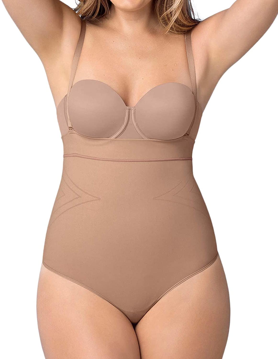 Price:$35.00 Leonisa Soft Tummy Control high Waist Shaper Panty Thong for Women - Invisible Body Shapewear at Amazon Women’s Clothing store  Shapewear Bodysuits