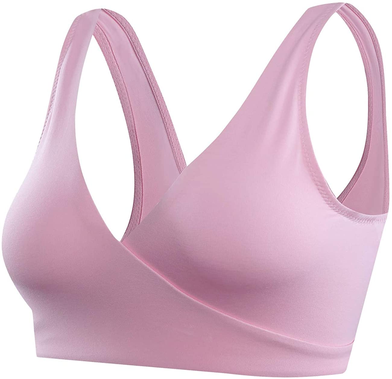 Price:$9.99 Sunzel Women's Cotton Spandex Seamless Sleep Bra for Nursing and Maternity [2019 Upgraded Version] (L, Pink) at Amazon Women’s Clothing store
