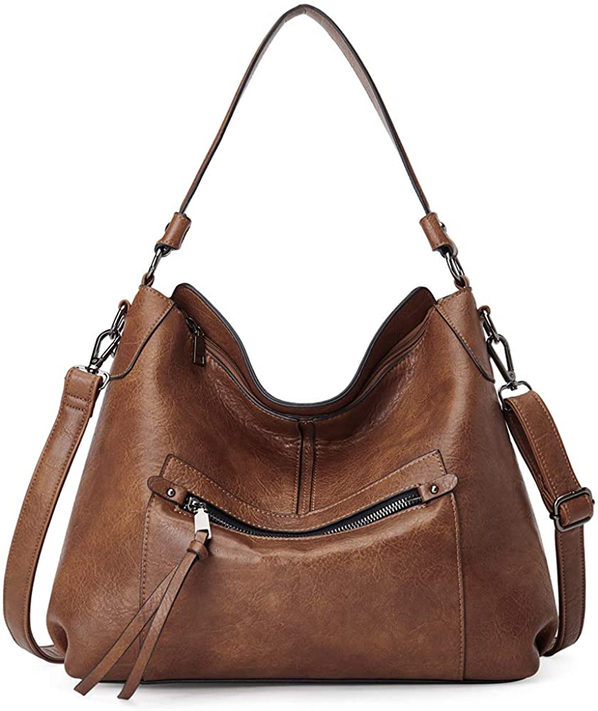 Price:$39.99    BROMEN Leather Hobo Purse Designer Purses and Handbags Tote Shoulder Crossbody Bag for Women Brown  Clothing