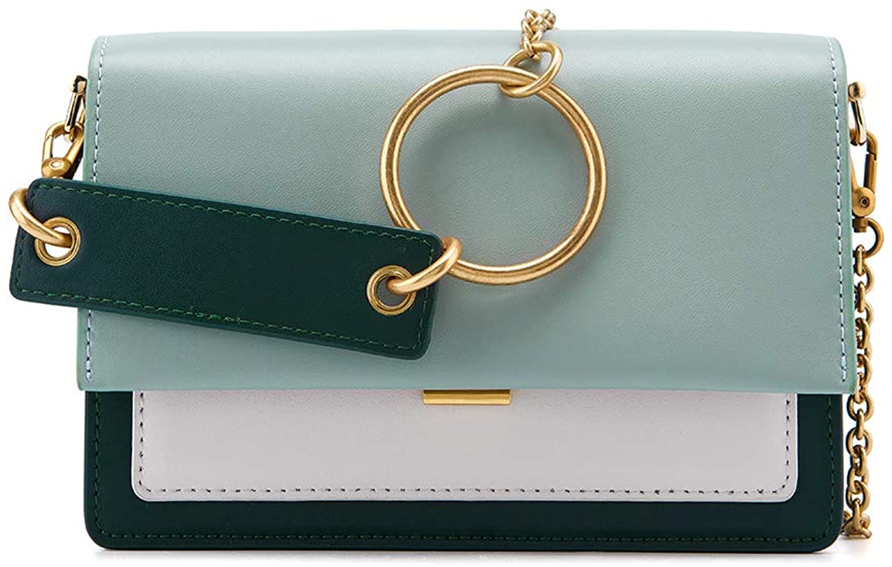 Price:$56.90    LA FESTIN Color Block Leather Crossbody Bag for Women Shoulder Handbag With Removable Straps(Green)  Clothing
