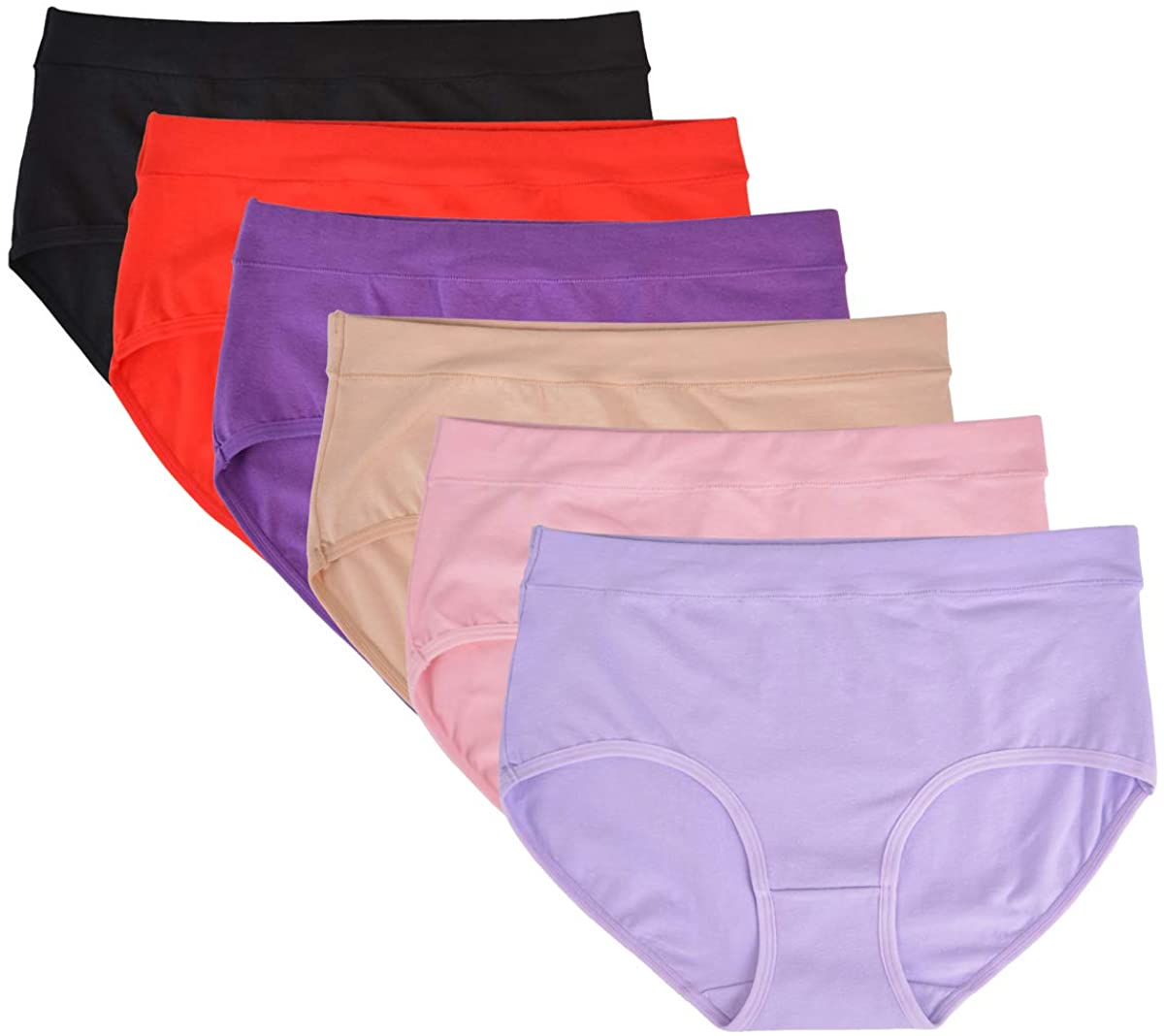 Price:$18.99 Bolivelan 6 Pack Women's Mid-Rise Stretchy Cotton Hipsters Panties at Amazon Women’s Clothing store