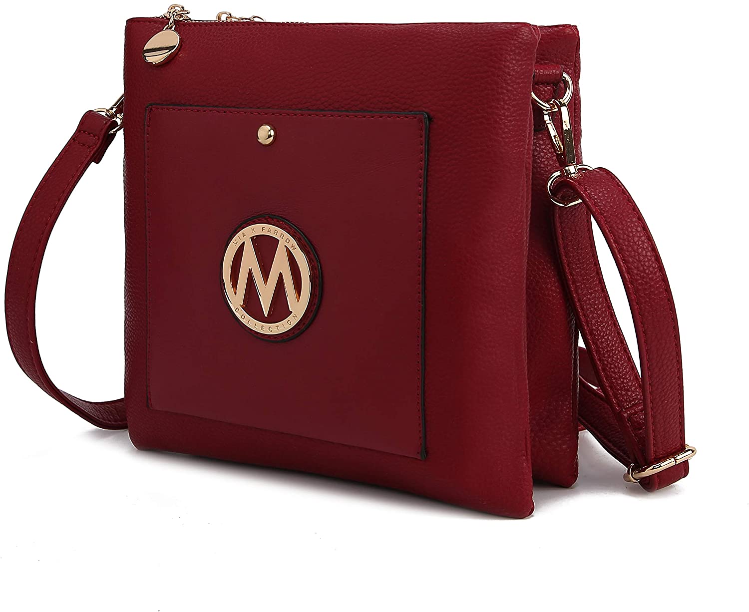 Price:$24.99 MKF Crossbody Bag for Women – PU Leather Pocketbook Handbag Triple Compartment Messenger Purse – Shoulder Strap Red  Handbags   
