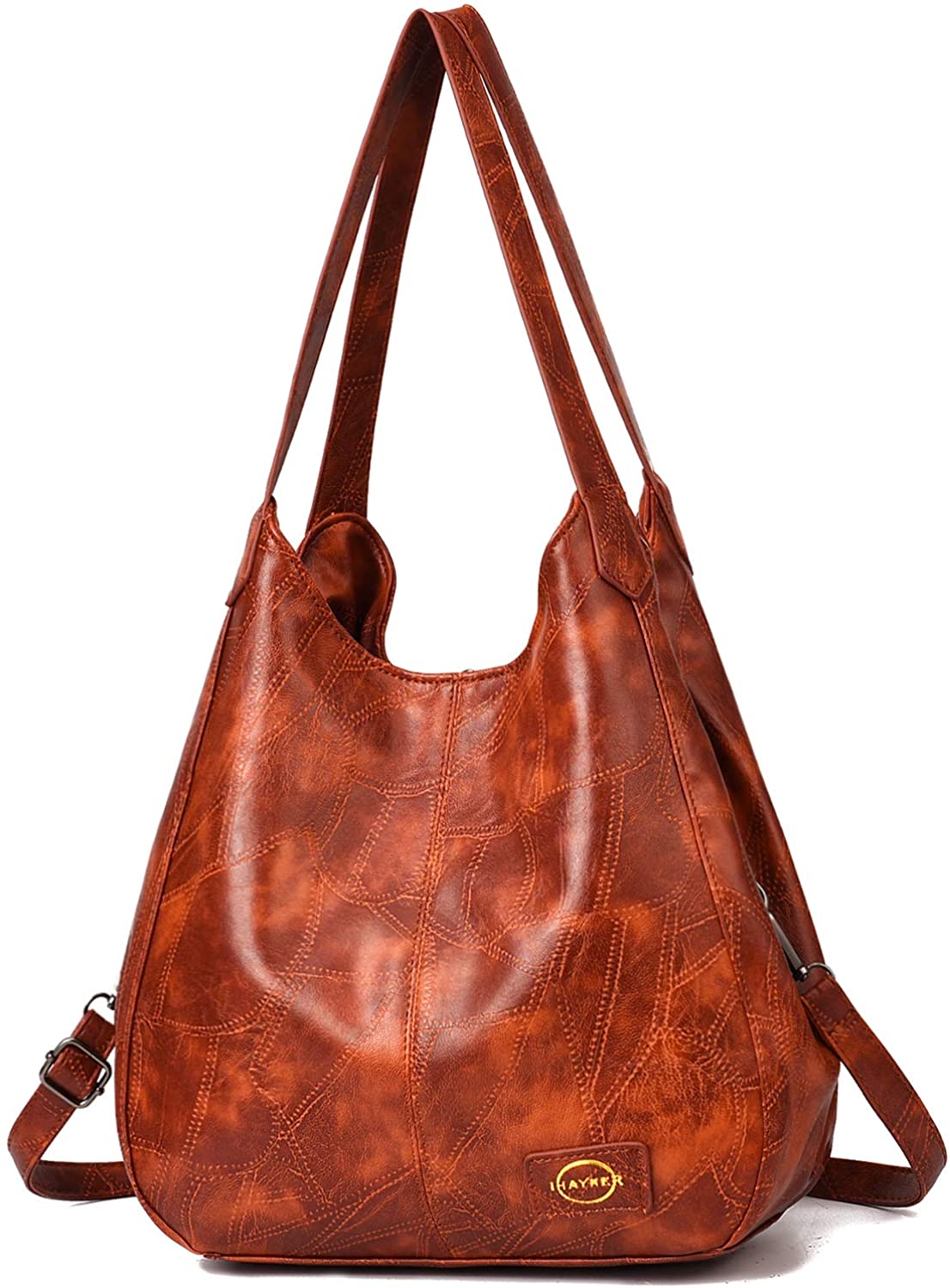 Price:$23.99    Handbag for Women 3 Compartments Faux Leather Hobo bag Multiple Pocket Shoulder bag Tote Purse  Clothing