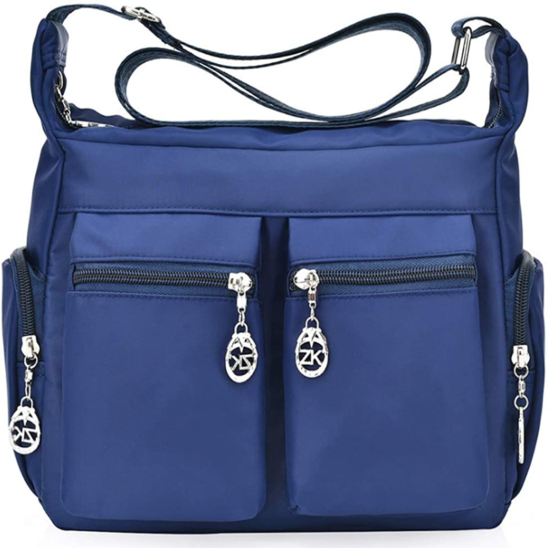 Price:$11.99    FiveloveTwo Nylon Hobo Shoulder Crossbody Bag Handbags and Purses Top-handle Crossbody Bag Pack Totes Satchels Dark Blue  Clothing