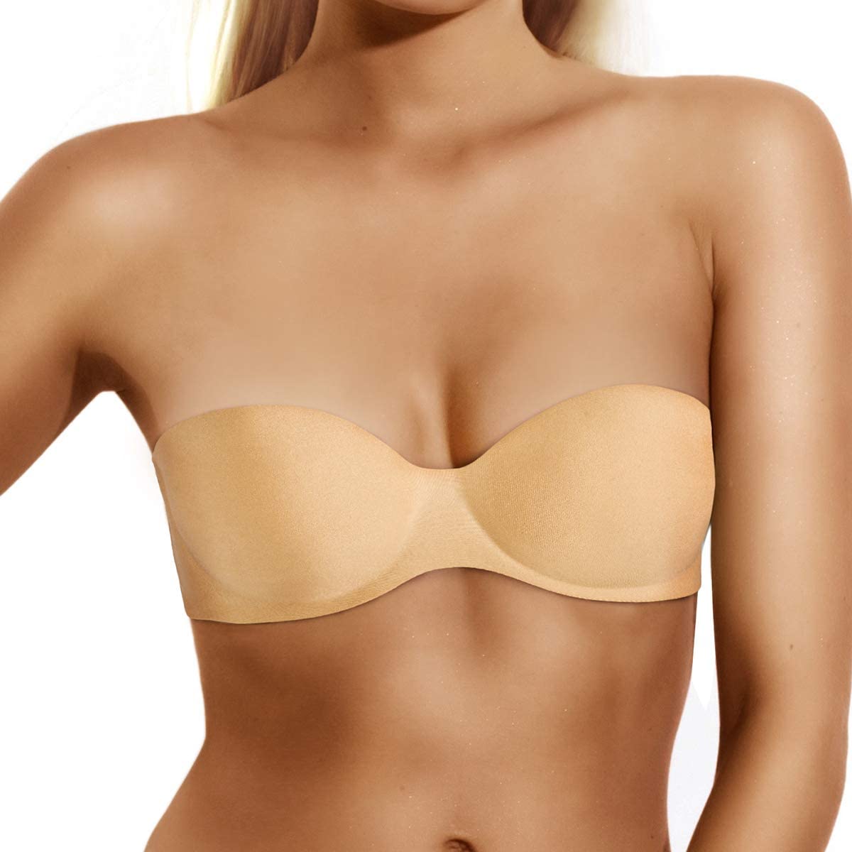 Price:$17.99 GIRLADY 2Pack Strapless Bra for Small Breast Women Small Bust Non-Slip Wireless 34a 34b with Bra Tapes at Amazon Women’s Clothing store