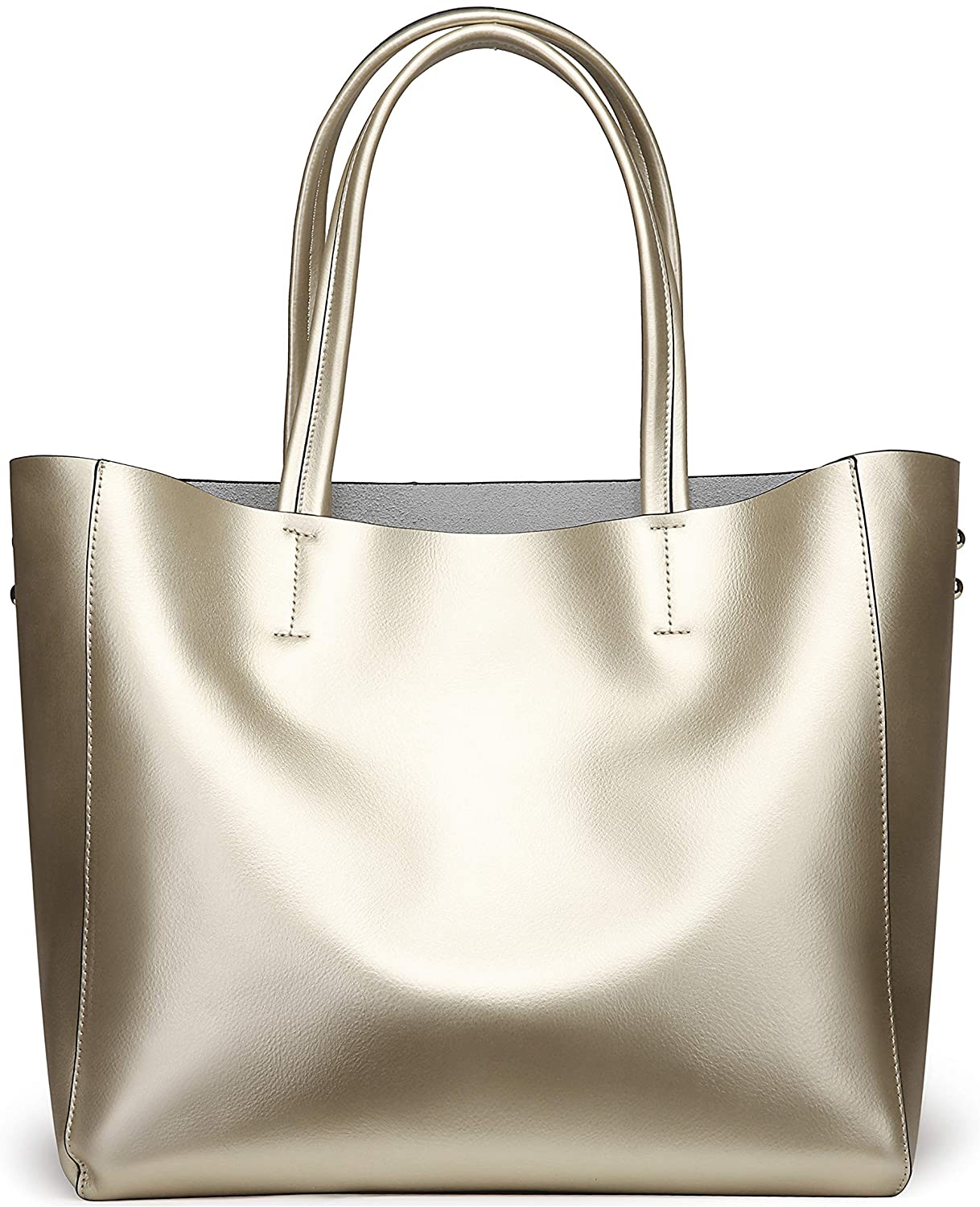 Price:$57.99    Anynow Luxurious Women's Real Leather Handbag Fashion Cowhide Shoulder Bag Ladies Tote Bag(Gold)  Clothing
