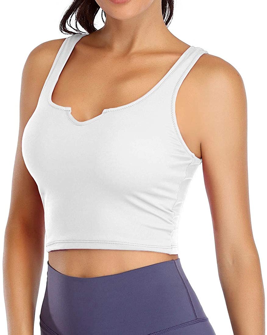 Price:$18.99 Womens Sports Bra Longline Yoga Crop Top Workout Padded Running Fitness Cropped Tank Gym Shirt at Amazon Women’s Clothing store