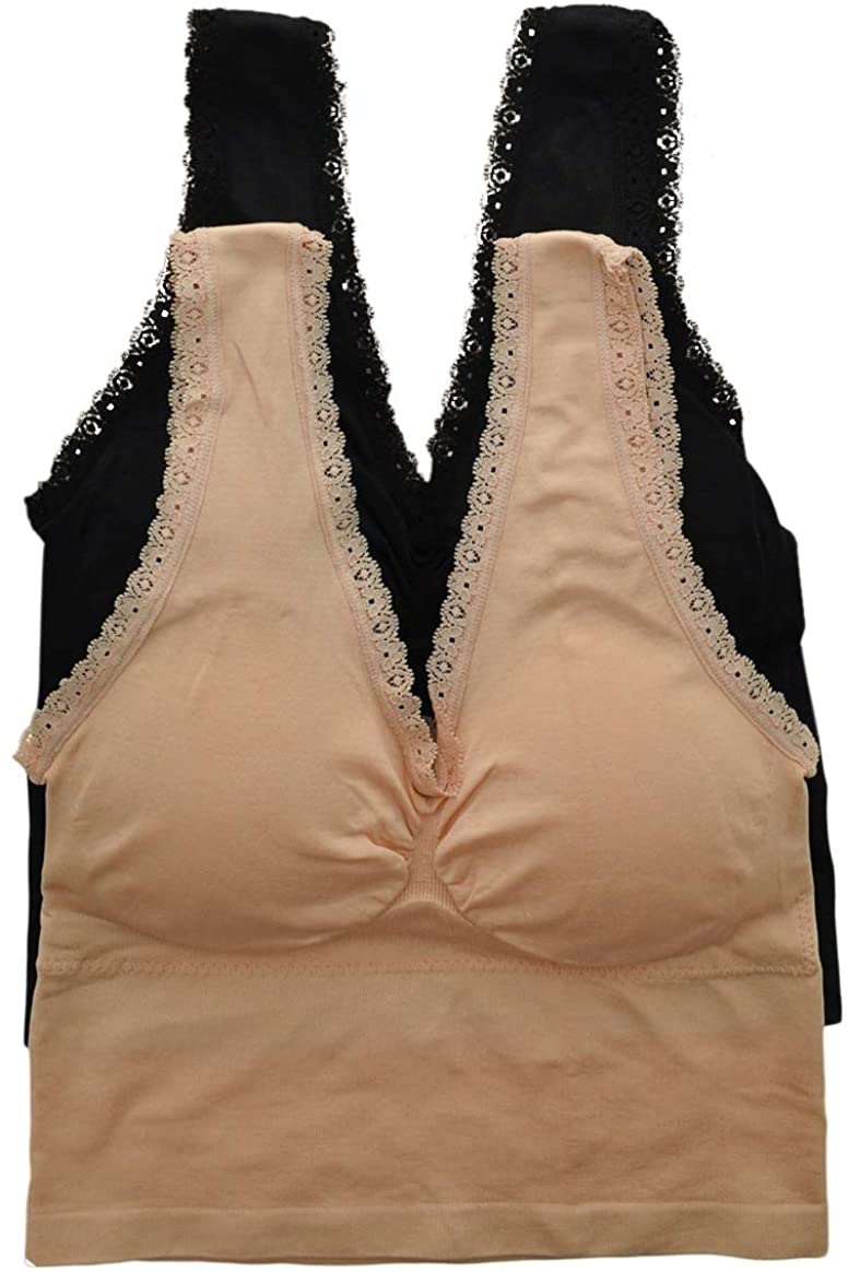 Price:$11.95 ToBeInStyle Women's 2 Pack Wirefree Seamless Long Line Bra - Black/Beige - OS at Amazon Women’s Clothing store