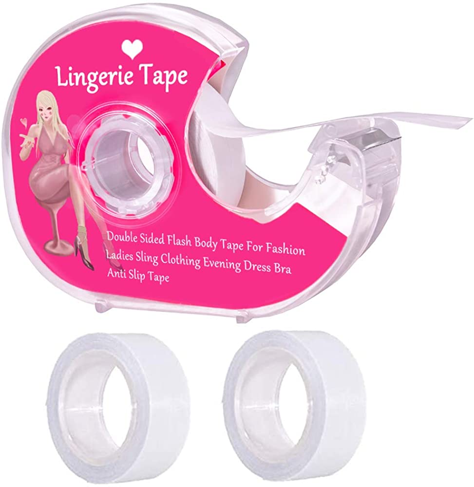 Price:$10.99 Body Tape Clear Fabric Strong Double Sided Tape for Clothes Dress Bra Skin Bikini, 15M/48ft at Amazon Women’s Clothing store
