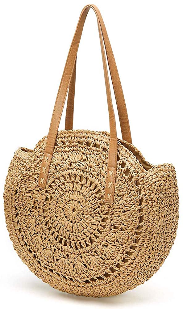 Price:$13.99    Bamboo Handbag Tote Bag by Handmade Straw Bag for Women Natural Basket Bag for Summer Beach …  Clothing