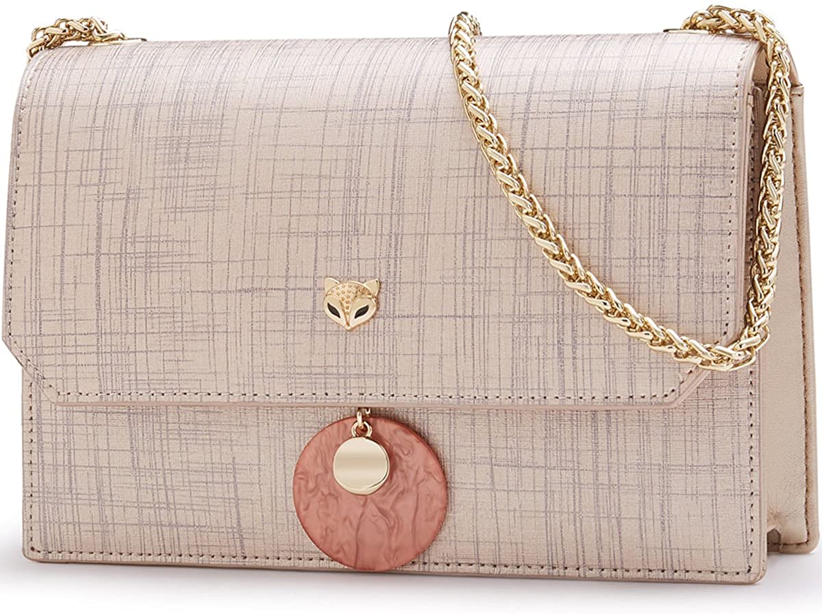 Price:$44.99 Small Leather Crossbody Bags for Women, Genuine Leather Ladies Mini Shoulder Bags with Metal Chain Strap Women's Casual Phone Purses Girls Fashion Compact Messenger Bags Womens Mini Satchel (Gold)  Handbags   