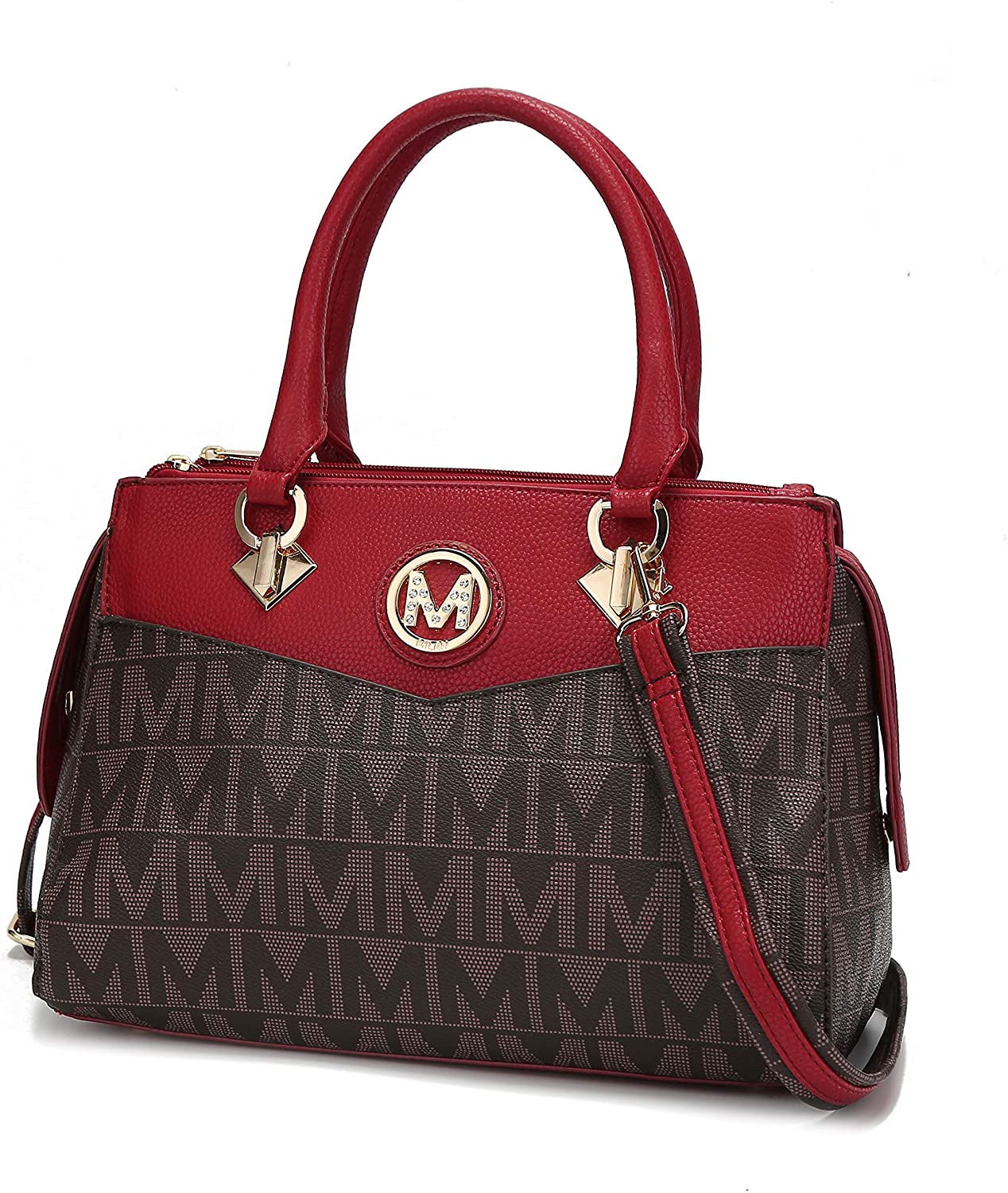 Price:$39.99    Mia K Collection Crossbody Shoulder Handbag for Women, PU Leather Pocketbook Top-Handle Purse Tote-Satchel Bag Red  Clothing