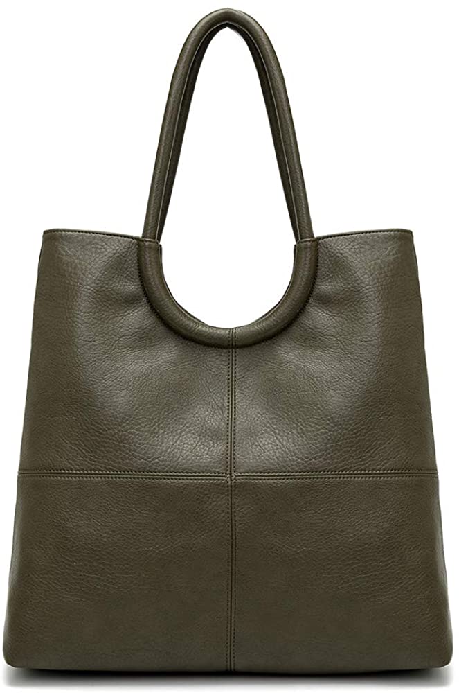 Price:$25.98    Women's elegant PU Tote, Faux Leather Double Compartment 14" Laptop Business Tote multi-pocket (Army Green)  Clothing