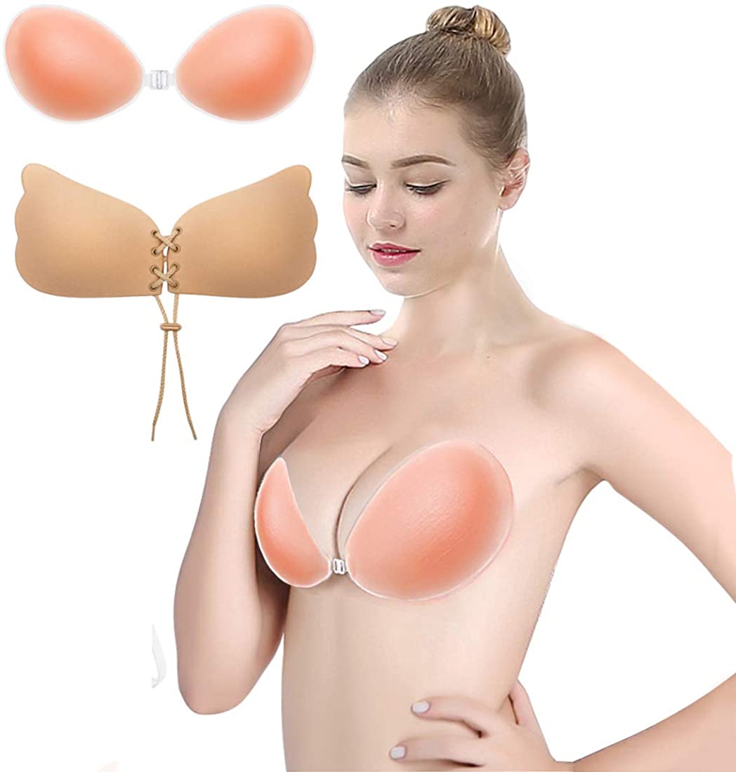 Price:$9.99 iMucci 2 Packs Silicone Bra Strapless Adhesive Invisible Push-up Bra for Dance Party Beige at Amazon Women’s Clothing store