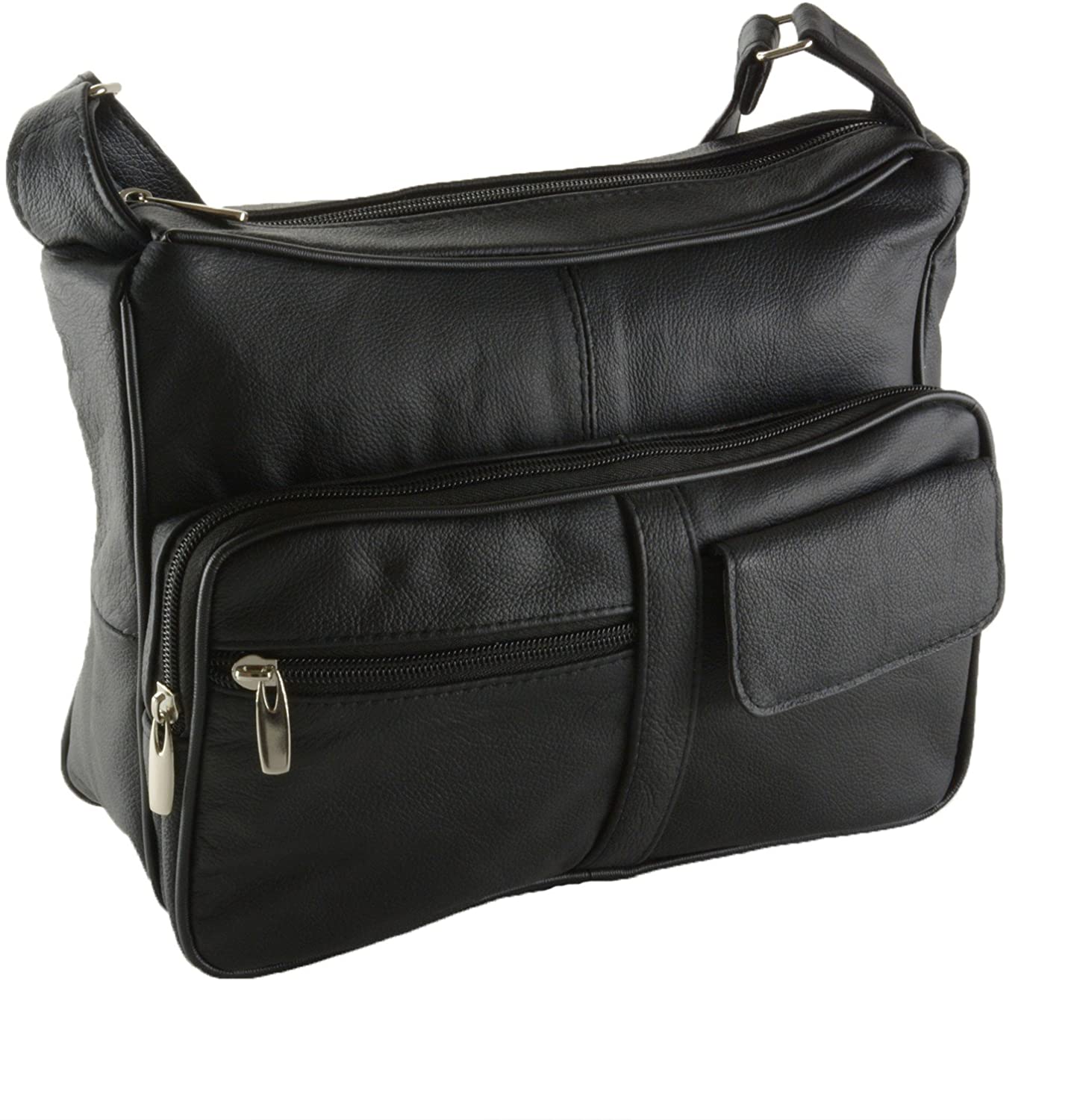 Price:$25.99    Women's Genuine Leather Cross Body Shoulder Strap Organizer Purse, Black  Clothing