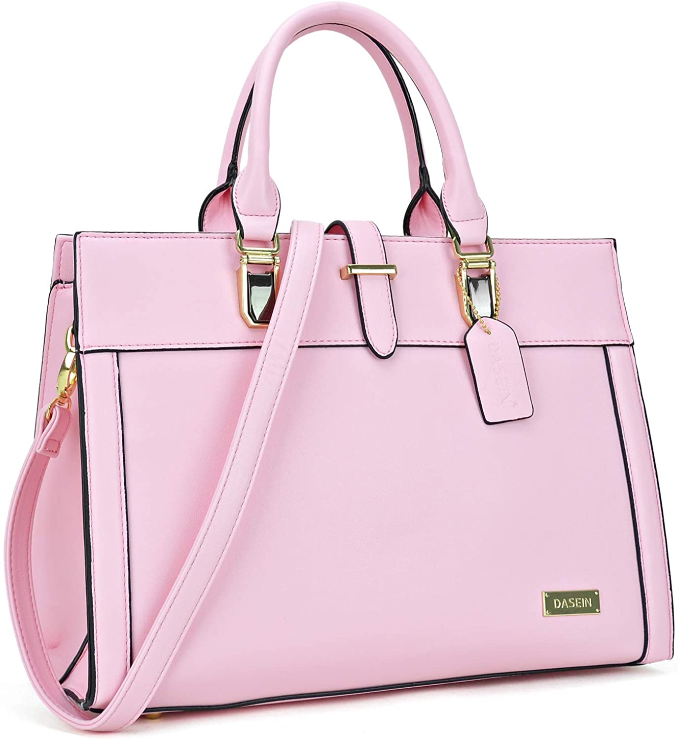 Price:$29.99    Dasein Designer Top Handle Handbag Flap Over Belt Closure Shoulder Bag Work Satchel Purse (pink)  Clothing