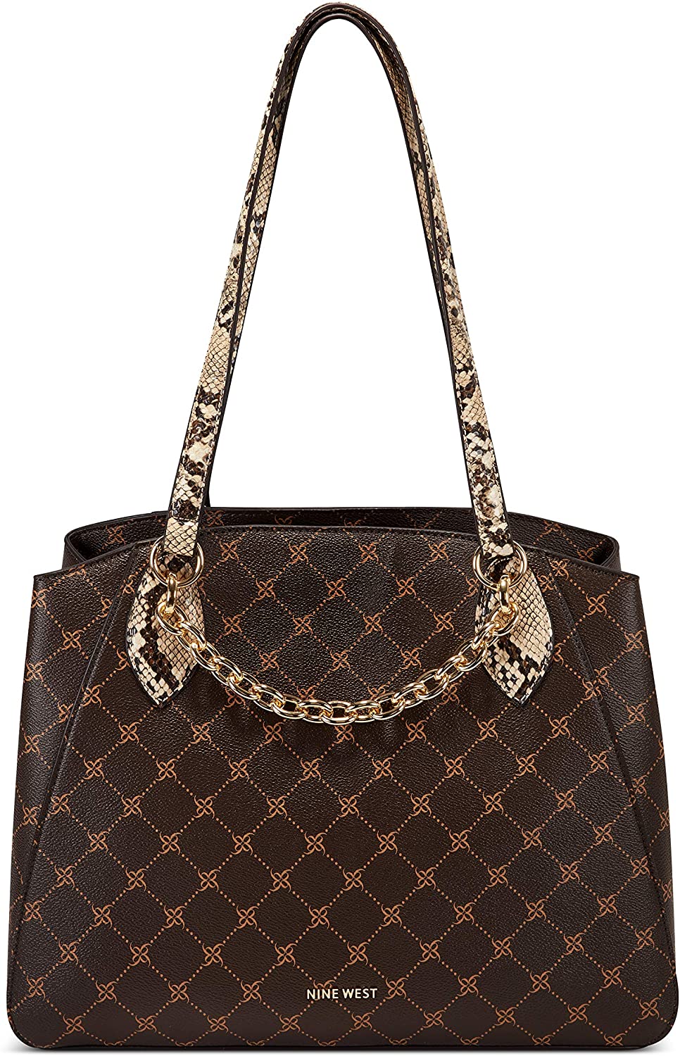 Price:$66.75 NINE WEST womens Shoulder Bag, Dark Brown, Large  Handbags   