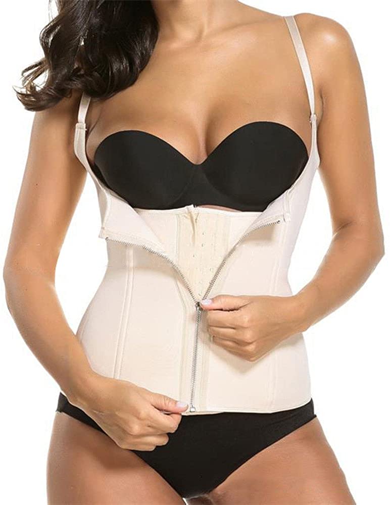 Price:$15.98 YOYOCO Women Corset Waist Trainer, Body Shaper Zipper Waist Cincher Bustier Waist Loss Shaper at Amazon Women’s Clothing store