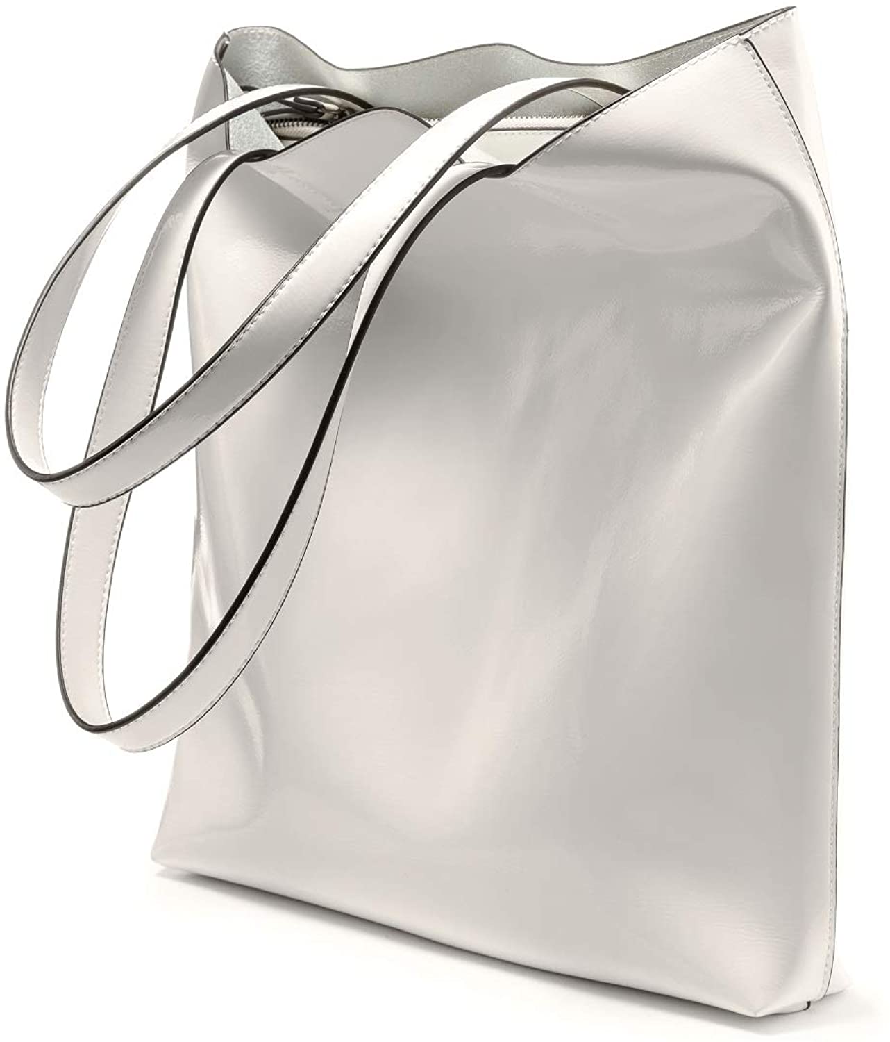Price:$33.99    Women's Soft Leather Tote Purses Handbags Shoulder Bags Lightweight Satchel Zipper Shopper Light and Thin Waterproof PU Leather Fashion White  Clothing
