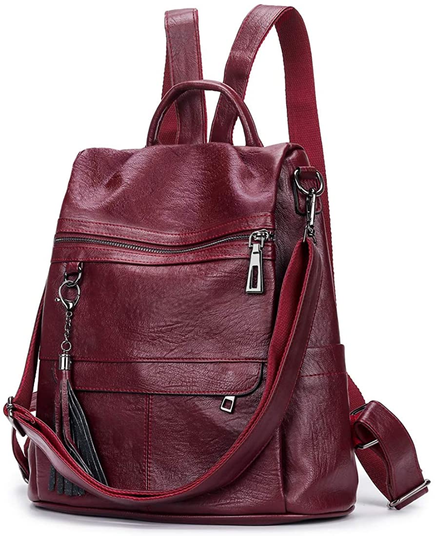 Price:$29.99    Alovhad Backpack Purse For Women Pu Leather Anti-Theft Shoulder Bag Convertible Rucksack Fashion Ladies Tote Handbag (Wine Red)  Clothing