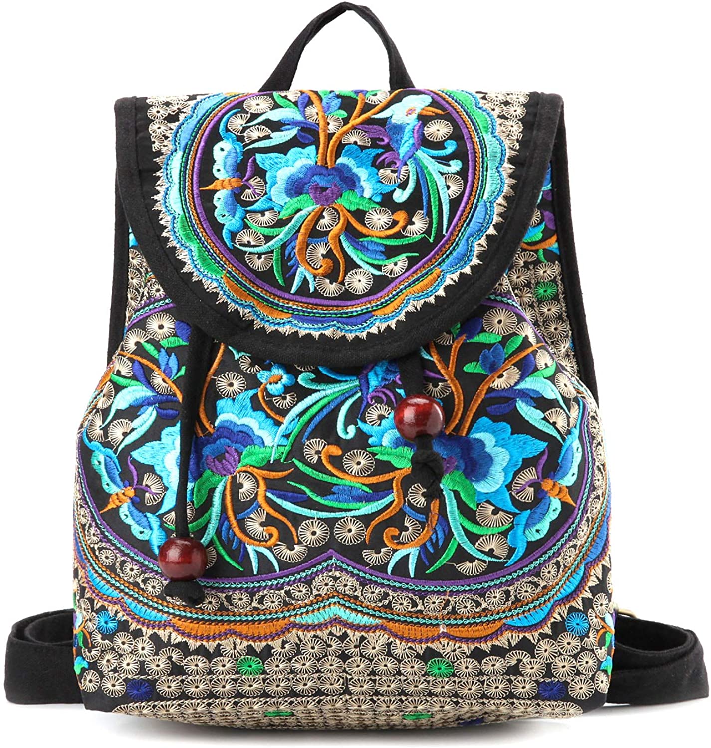 Price:$21.92    Goodhan Vintage Embroidered Women Backpack Ethnic Travel Handbag Shoulder Bag  Clothing