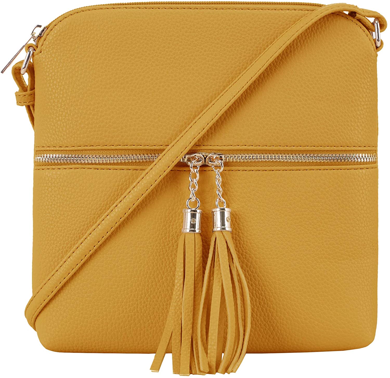 Price:$16.99    DELUXITY Women's Fashion Trendsetter Long Lightweight Crossbody Shoulder Bag with Tassels -MD  Clothing