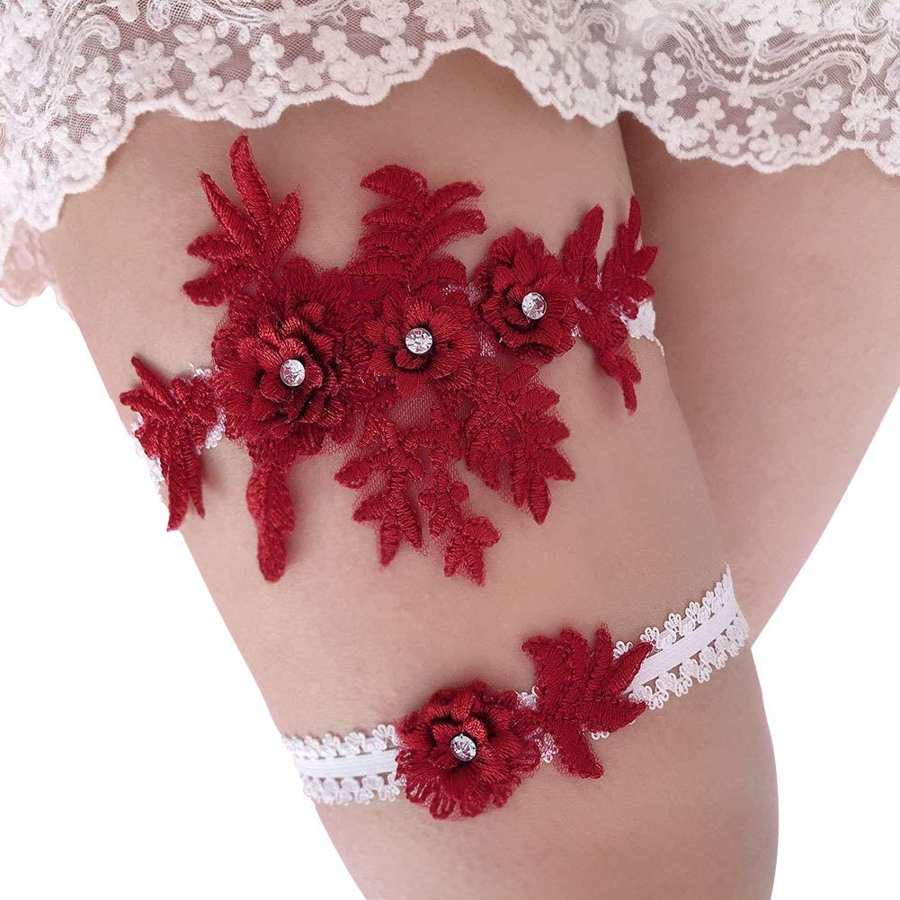 Price:$10.99    Kathsofy Wedding Garter for Bride Lace Leg Garter Belt with Flower Floral  Clothing