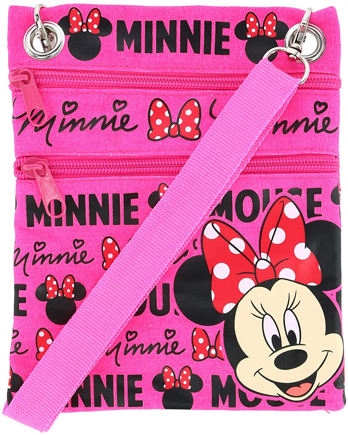 Price:$11.14 Disney's Minnie Mouse"Glam" Cross-Body Passport Purse Shoulder Bag, Neon Pink  Handbags   