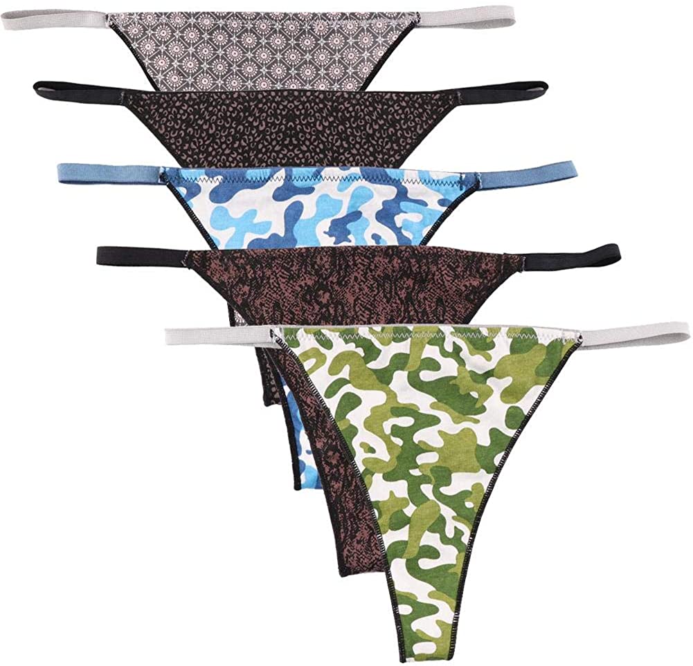 Price:$11.12    UWOCEKA Thongs for Women Pack 5 - Cotton G-String, Sexy Variety Thong Panties Assorted T Back for Ladies  Clothing