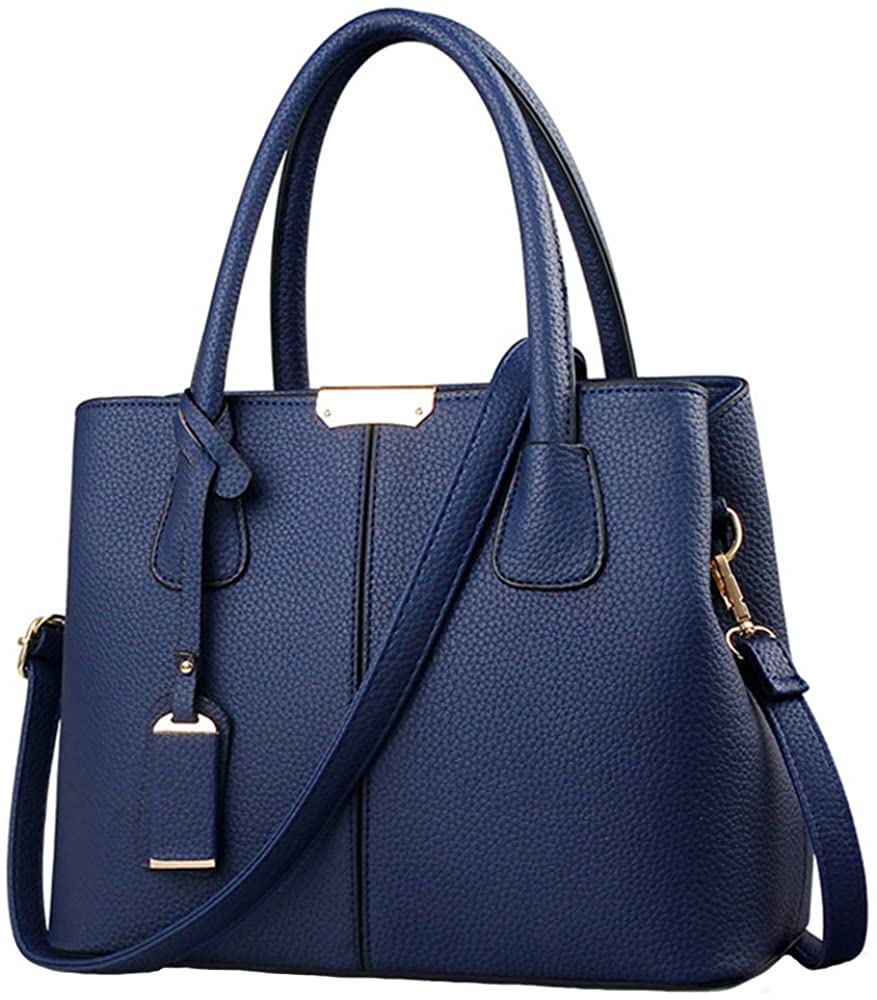 Price:$18.99    FiveloveTwo Women Classy Satchel Handbag Tote Purse Handle Bag Shoulder Bag Dark blue  Clothing