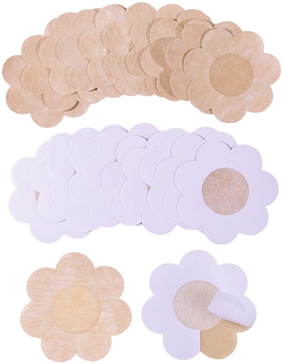 Price:$5.90 Breast Petals Disposable Anti-allergy 10 Pair Pasties for Women Sexy Ultra Thin Breathable Smooth Nipple Covers Pasties Suitable for All Size(Natural Silk) at Amazon Women’s Clothing store