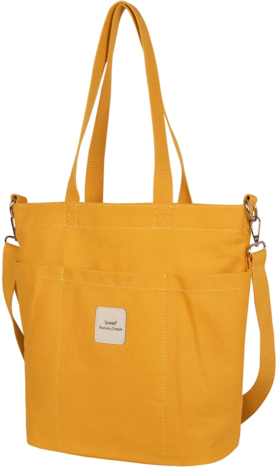 Price:$19.90 Iswee Canvas Tote Bag Women Shoulder Bag Casual Top Handle Bag Cross-body Handbags (Yellow)  Handbags   