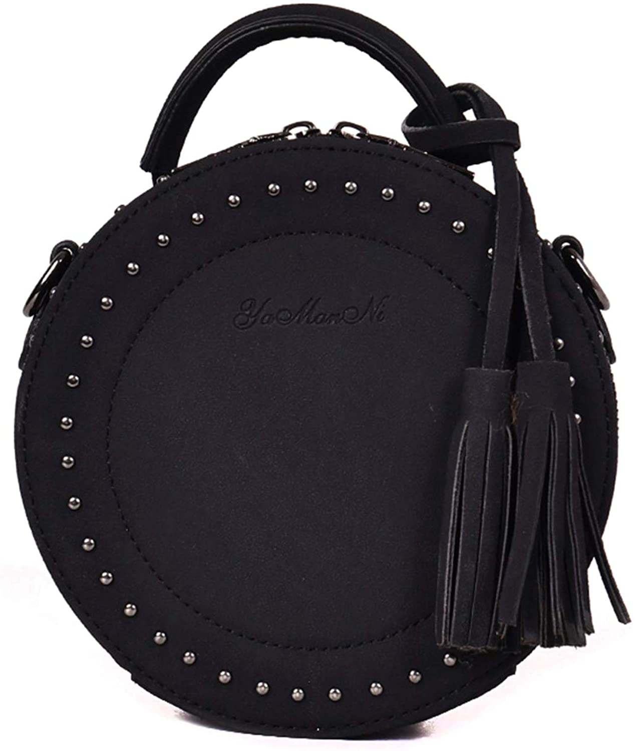 Price:$21.89 SUKUTU Circle Purse Clutch Vintage Rivet Round Crossbody Bag for Women Girls Trendy Shoulder Bag with Tassel  Handbags   