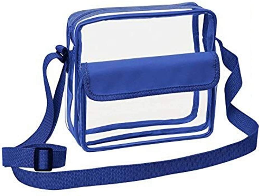 Price:$12.97    Clear Crossbody Messenger Shoulder Bag with Adjustable Strap NFL Stadium Approved Transparent Purse (Royal Blue)  Clothing