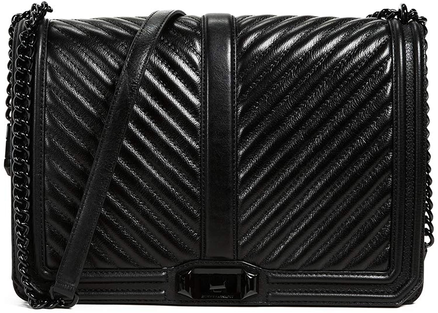 Price:$355.00    Rebecca Minkoff Women's Chevron Jumbo Love Cross Body Bag, Black/Black, One Size  Rebecca Minkoff  Clothing