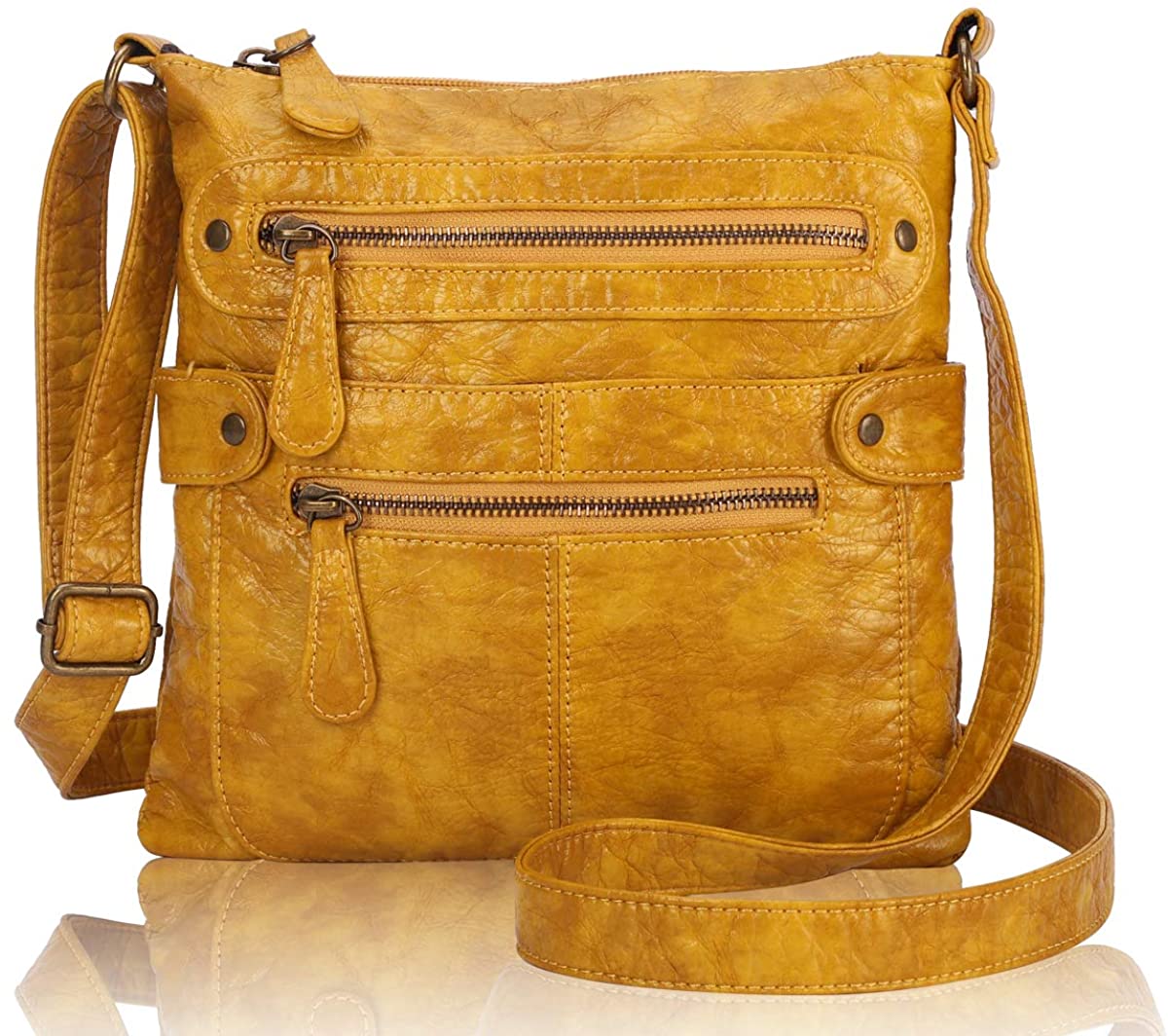 Price:$28.99 Angel Barcelo Crossover Purse and Handbags Crossbody Bags for Women, Ultra Soft Leather Neatpack Bag Shoulder Purses for Girl Yellow  Handbags   