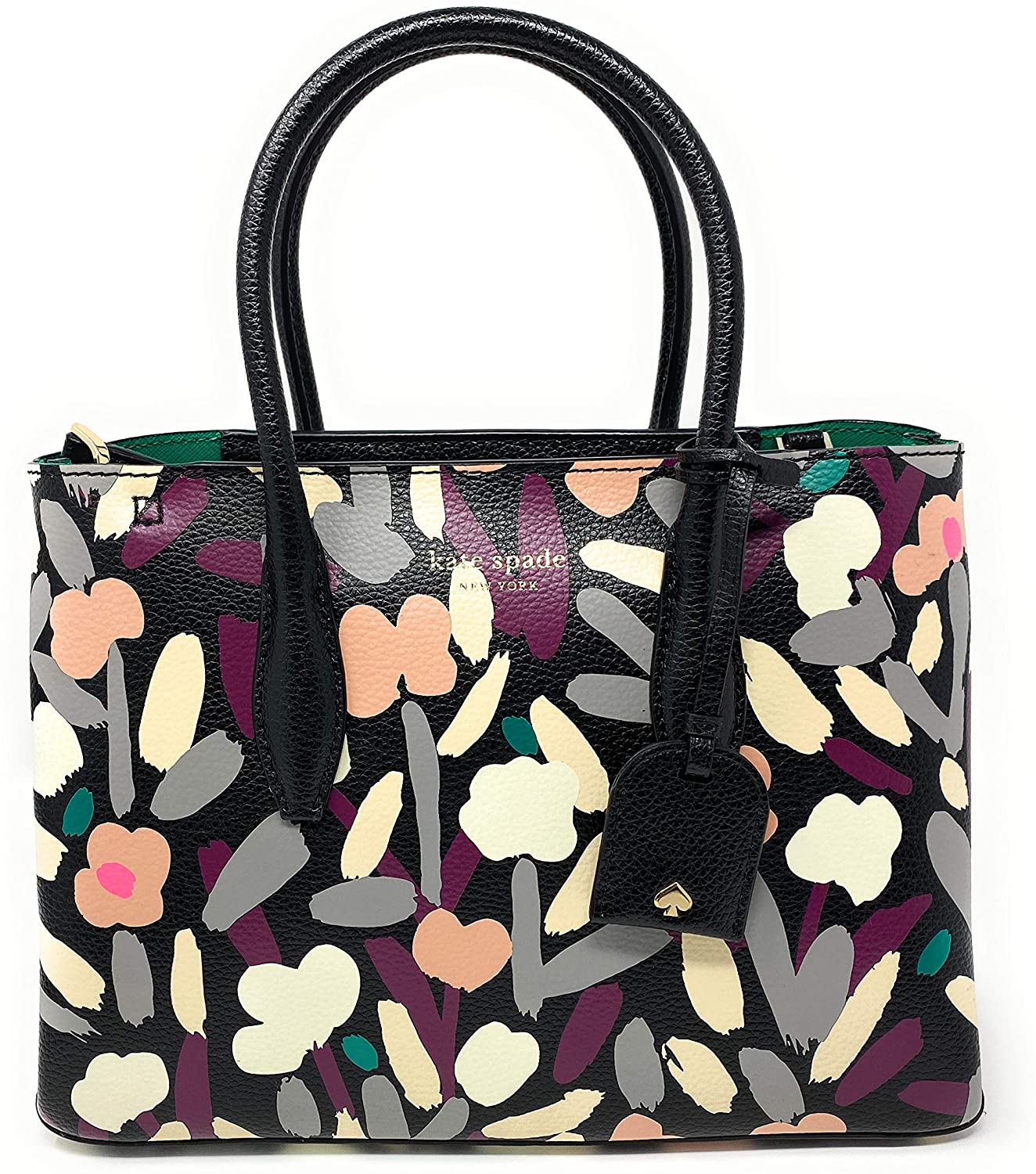 Price:$159.97    Kate Spade New York Purse Eva Split Handle Small Zip Top Satchel Shoulder Bag (Fete Floral Black Multi)  Clothing