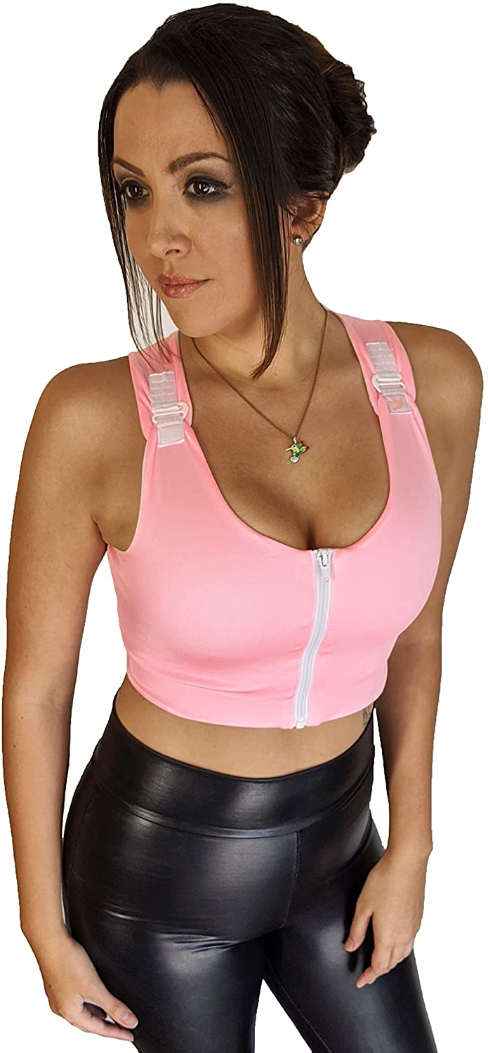 Price:$69.99 Post Surgical Comfort Compression Sports Bra  Brilliant Pink Dragonfly at Amazon Women’s Clothing store
