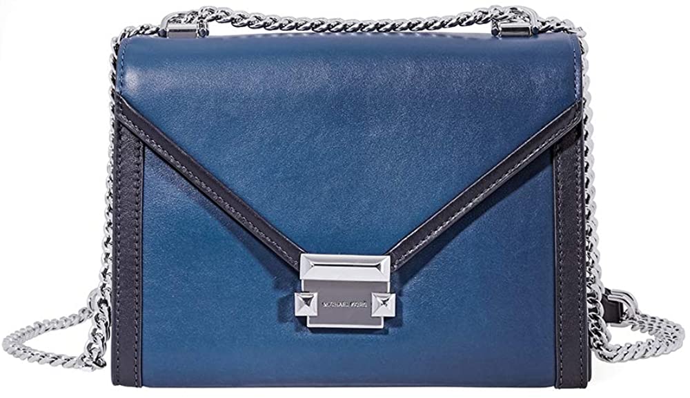 Price:$159.01 Michael Kors Whitney Large Shoulder Bag- Blue/Black  Handbags   