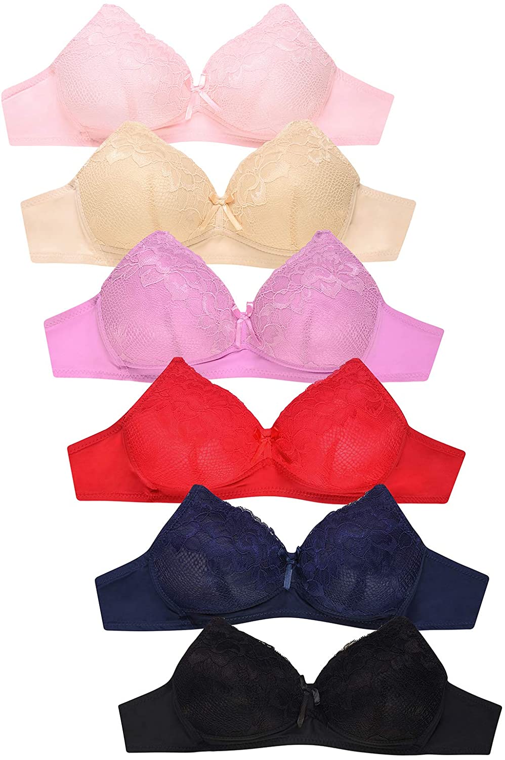 Price:$19.95 Women's Premium Wireless Full Cup Lace Bra (6 Pack) at Amazon Women’s Clothing store