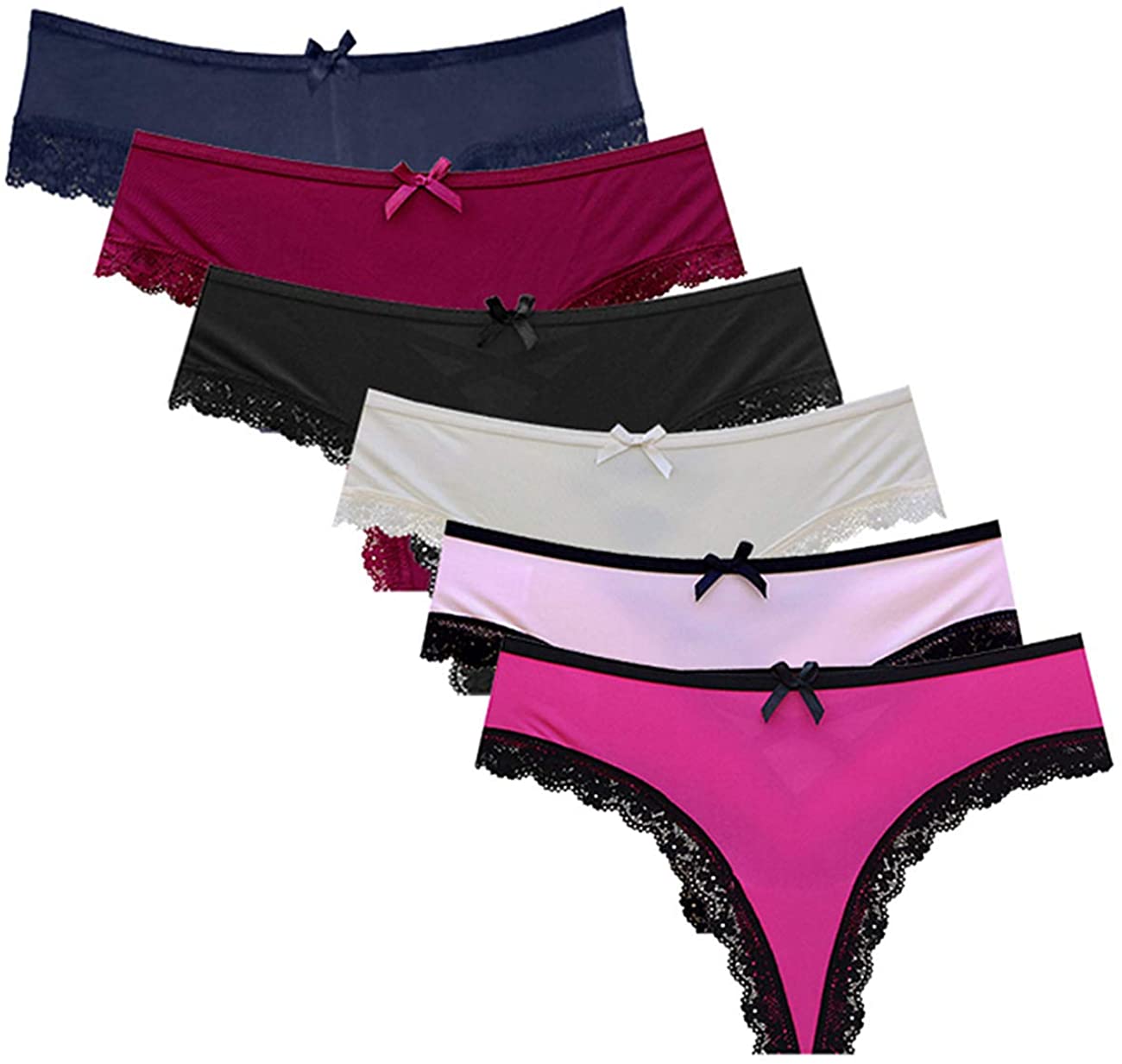 Price:$18.99 Women's Lace Thong Bikini Panties, Cute Design Soft Seamless Tangas at Amazon Women’s Clothing store