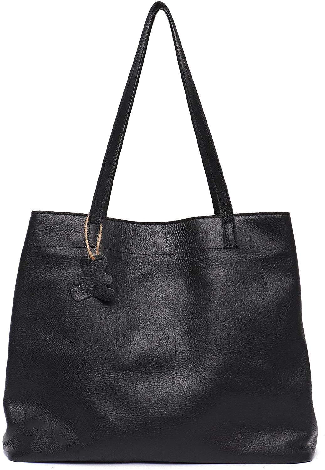 Price:$177.16    STEPHIECATH Women Tote-handbags Italian Cow Leather Women's Vintage Style Soft Leather Work Tote Shoulder Bag Large Capacity Multi Sections Pockets Real Leather Skin Bag(BLACK)  Clothing