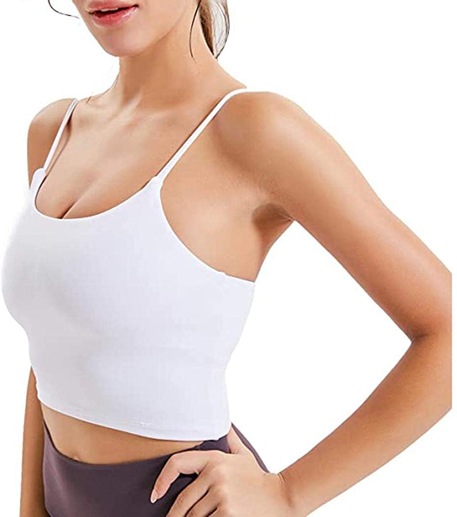 Price:$11.99 HOTLOOX Women Built in Bra Crop Top Padded Sports Bra Yoga Cami Workout Tank S-XXL at Amazon Women’s Clothing store