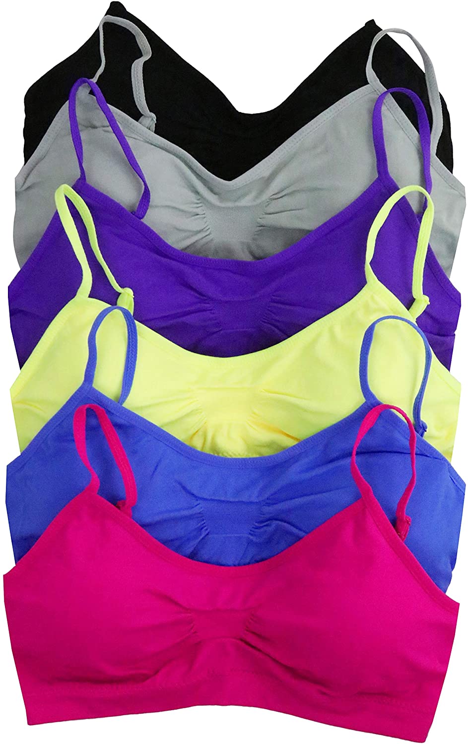 Price:$20.95 ToBeInStyle Womens Pack of 6 Simple Seamless Scoop Back Padded Bras - One Size at Amazon Women’s Clothing store
